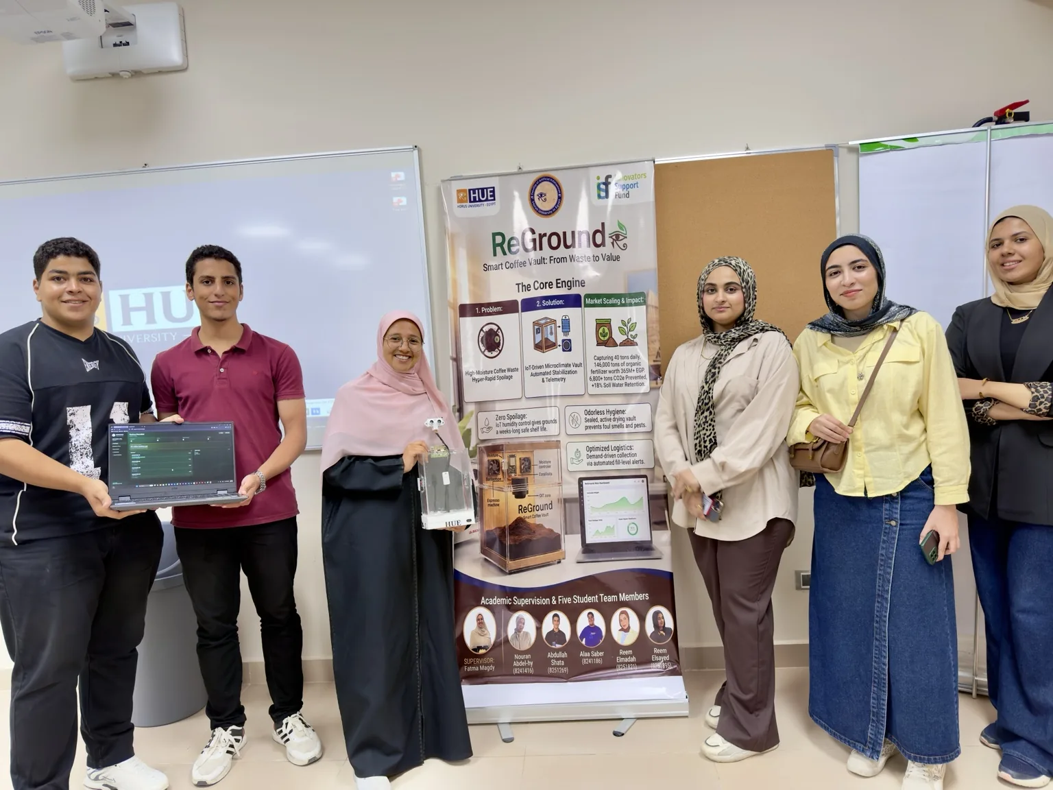 Team ReGround presenting the prototype at Horus University